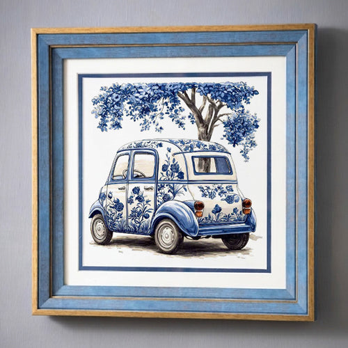Blue & White Framed Wall art