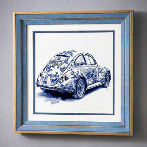 Blue & White Framed Wall art