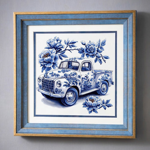 Blue & White Framed Wall art