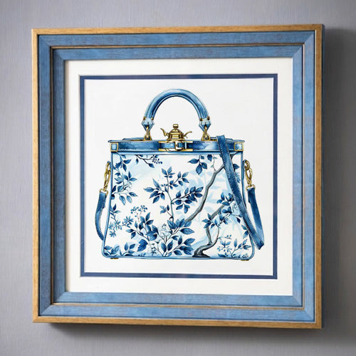 Blue & White Framed Wall art