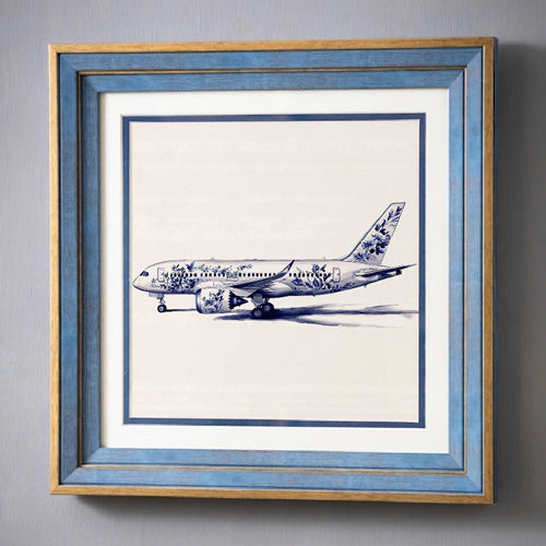 Blue & White Framed Wall art