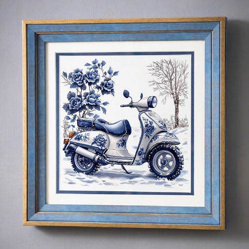 Blue & White Framed Wall art