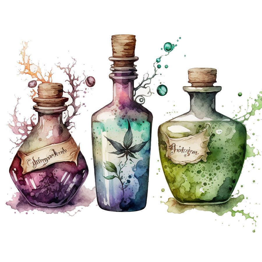 Enchanted Elixirs: Artful Potion Bottles