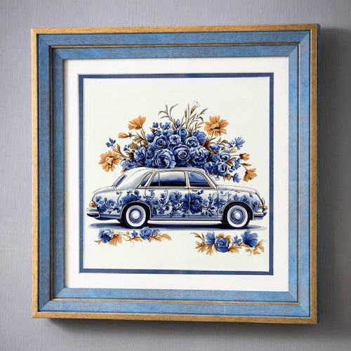 Blue & White Framed Wall art