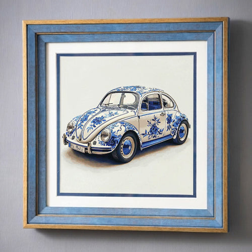 Blue & White Framed Wall art