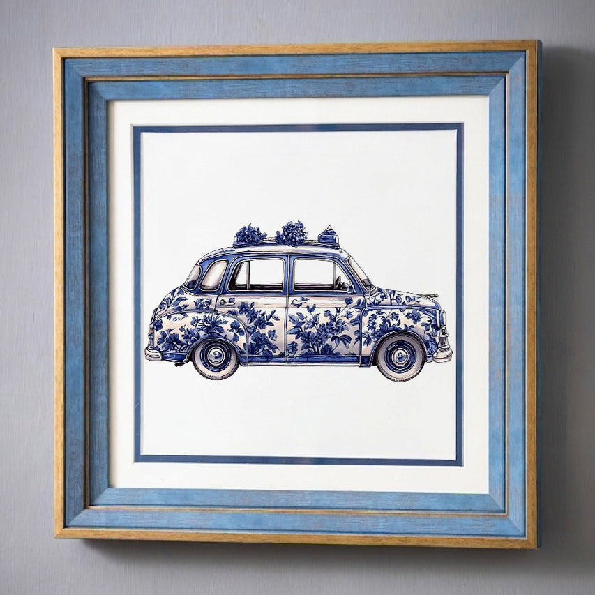 Blue & White Framed Wall art