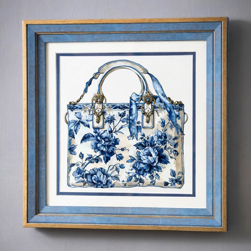 Blue & White Framed Wall art