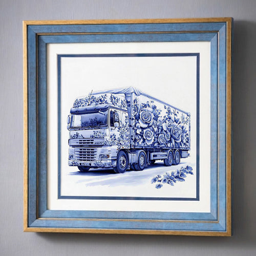 Blue & White Framed Wall art