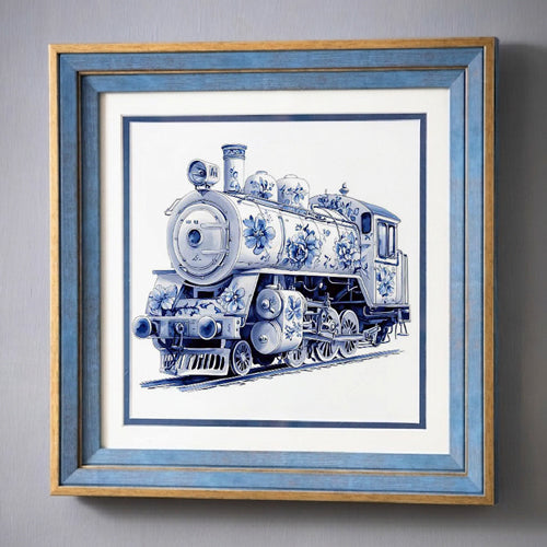 Blue & White Framed Wall art