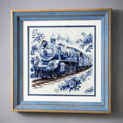 Blue & White Framed Wall art