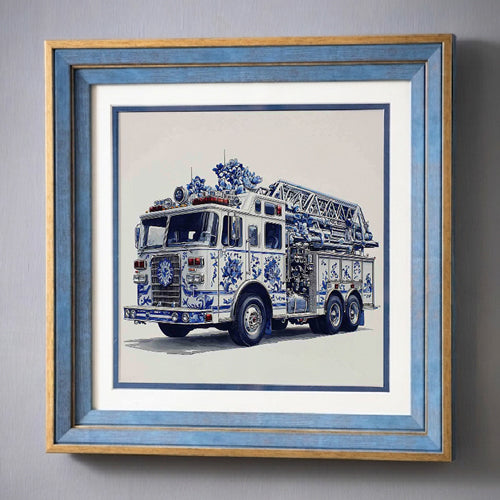 Blue & White Framed Wall art