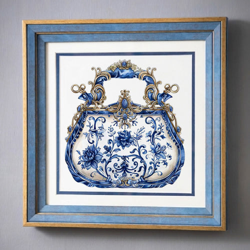 Blue & White Framed Wall art