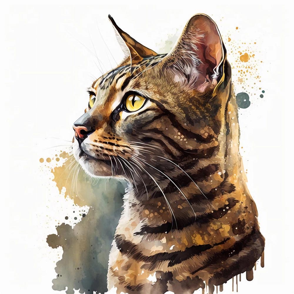 Watercolor Whiskers: A Delicate Portrait of a Cat