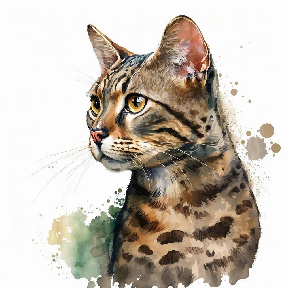 Watercolor Whiskers: A Delicate Portrait of a Cat