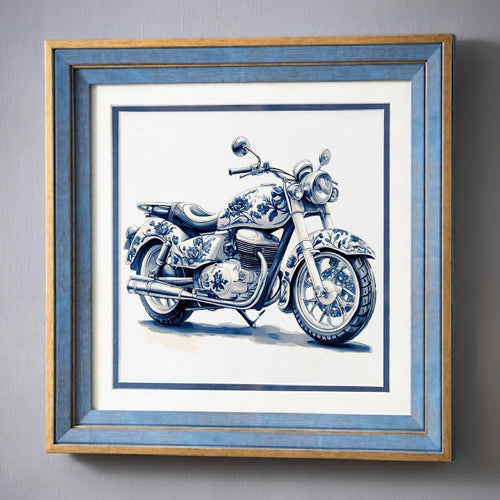 Blue & White Framed Wall art