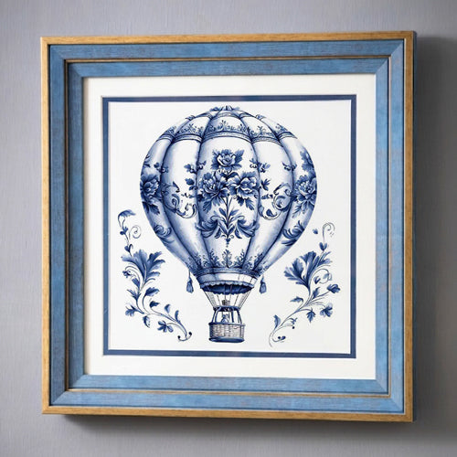 Blue & White Framed Wall art