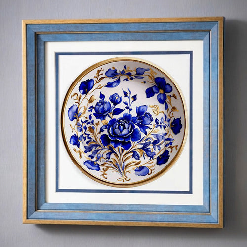 Blue & White Framed Wall art