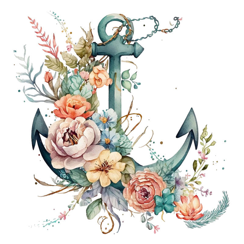 Nautical Blooms: Anchor and Floral Fusion