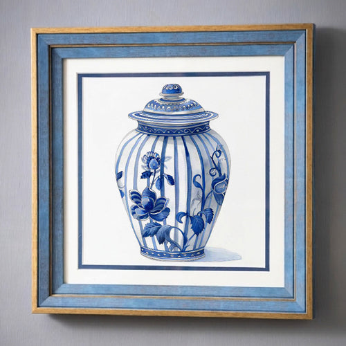 Blue & White Framed Wall art