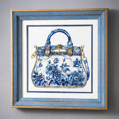 Blue & White Framed Wall art