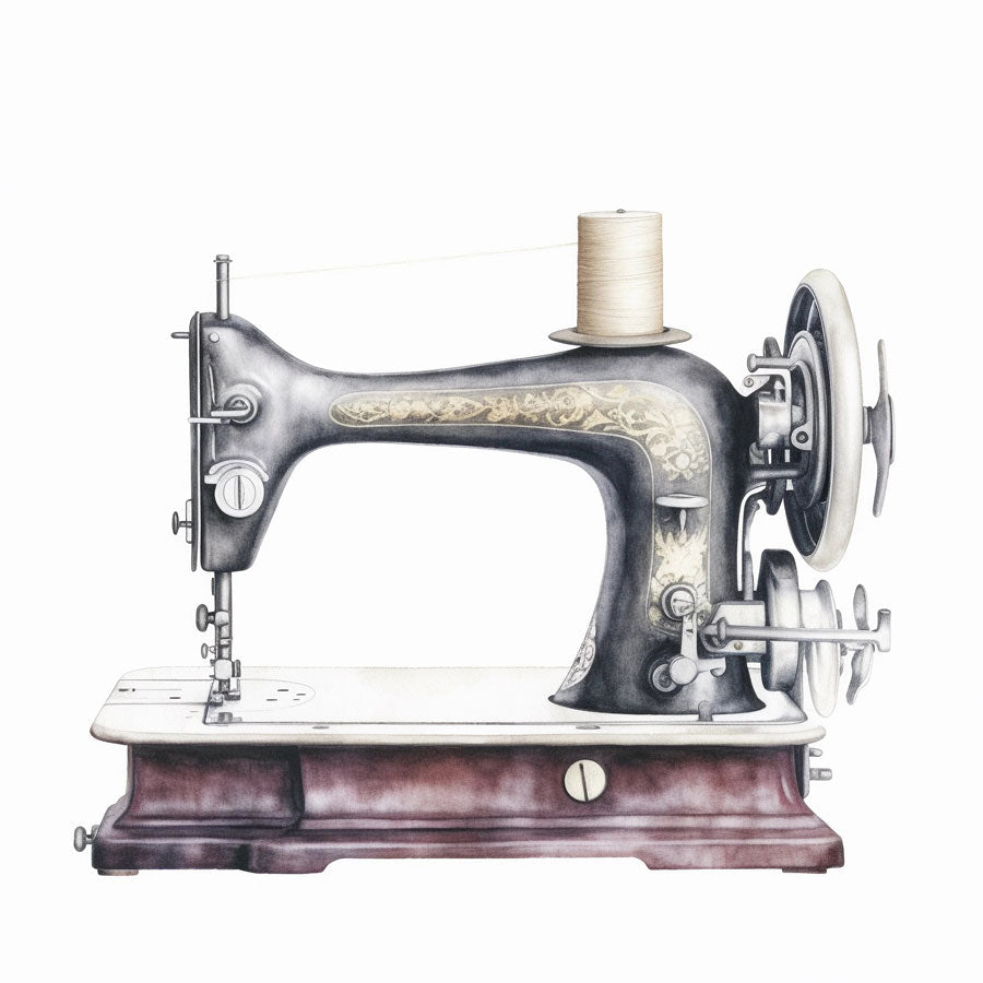 Stitched in Hues: Watercolor Reverie of a Sewing Machine