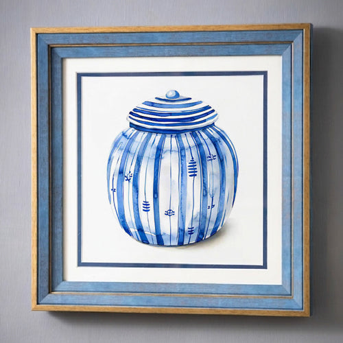 Blue & White Framed Wall art
