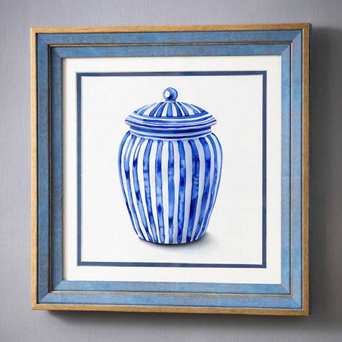 Blue & White Framed Wall art