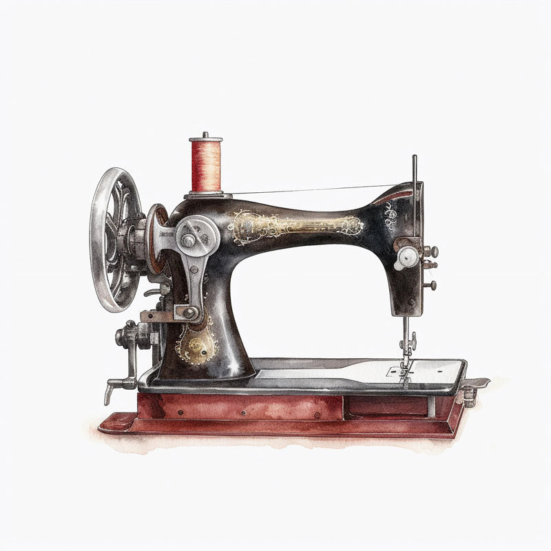 Stitched in Hues: Watercolor Reverie of a Sewing Machine