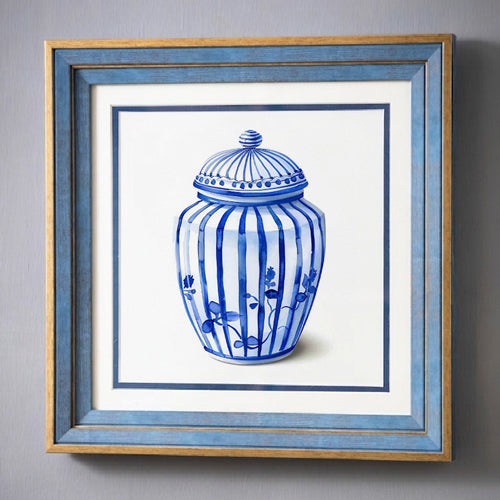 Blue & White Framed Wall art