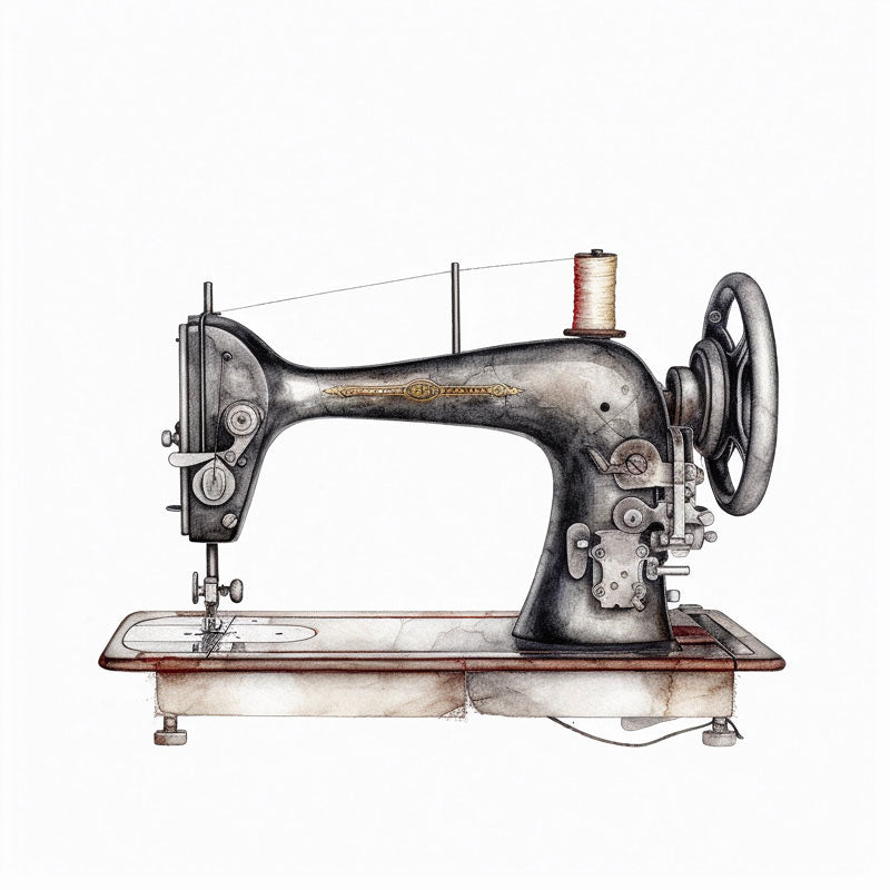 Stitched in Hues: Watercolor Reverie of a Sewing Machine