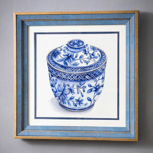 Blue & White Framed Wall art
