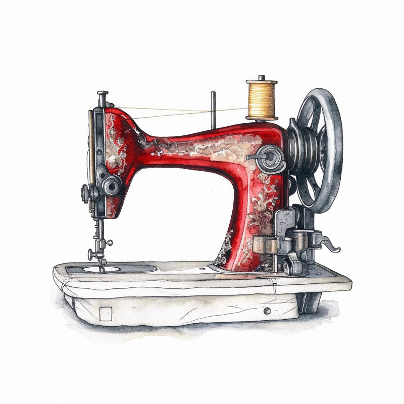 Stitched in Hues: Watercolor Reverie of a Sewing Machine