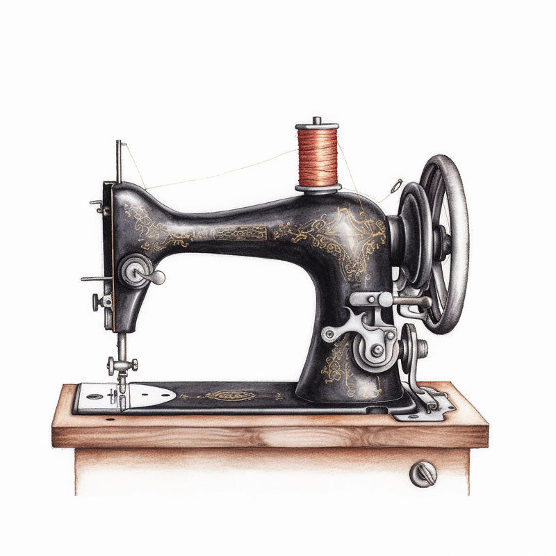 Stitched in Hues: Watercolor Reverie of a Sewing Machine