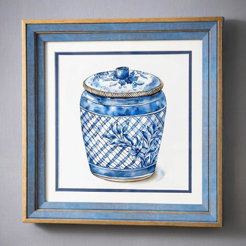 Blue & White Framed Wall art