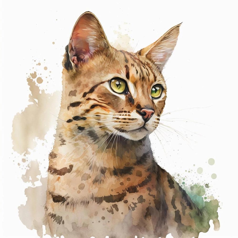 Watercolor Whiskers: A Delicate Portrait of a Cat