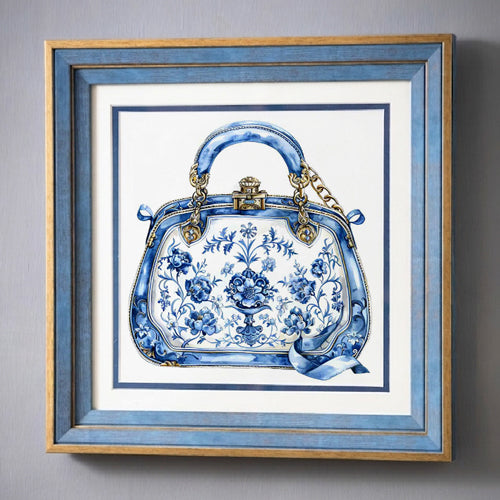 Blue & White Framed Wall art