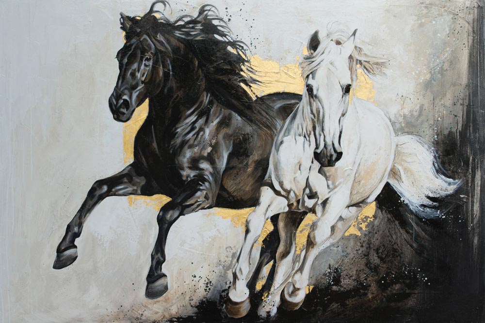 Beautiful B&W Running Horses