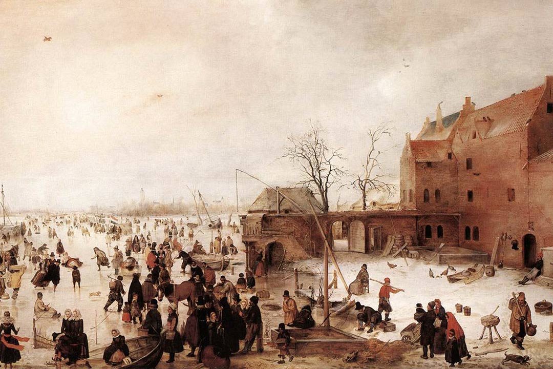 A Scene On The Ice Near A Town 1615