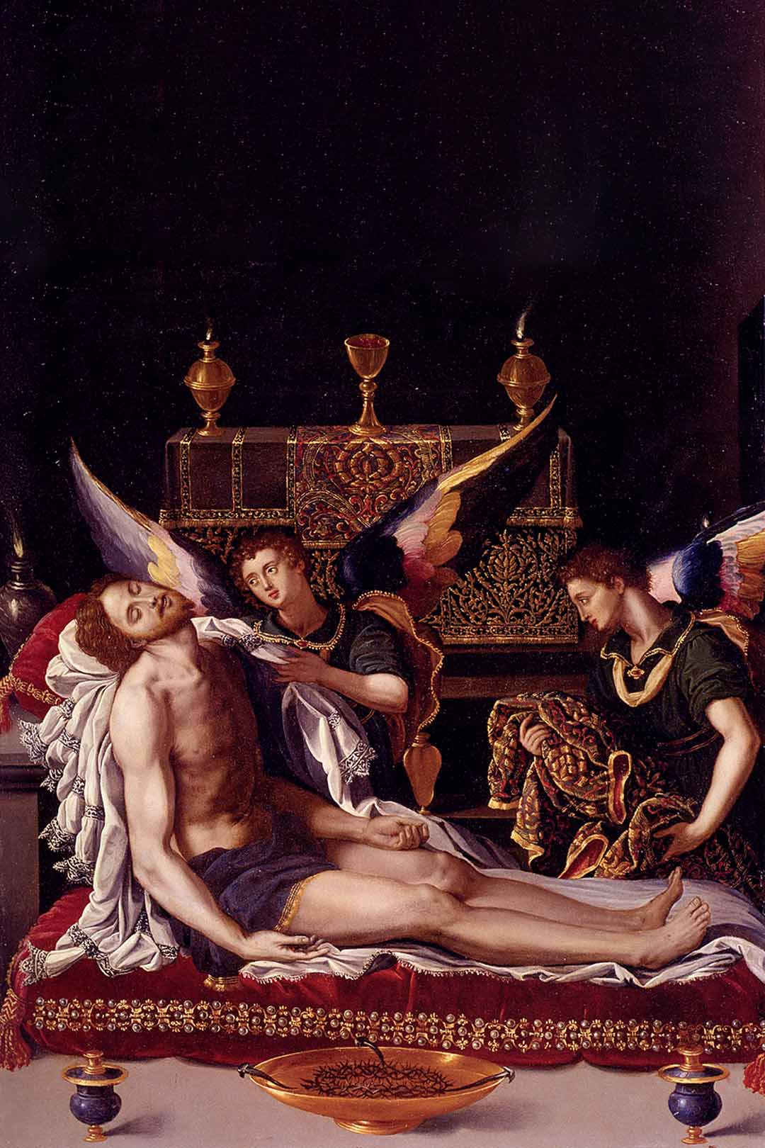 Dead Christ Attended By Two Angels