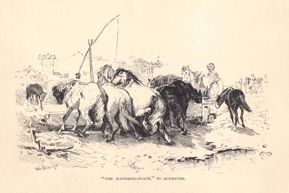 'The Watering Place' Vintage Horse