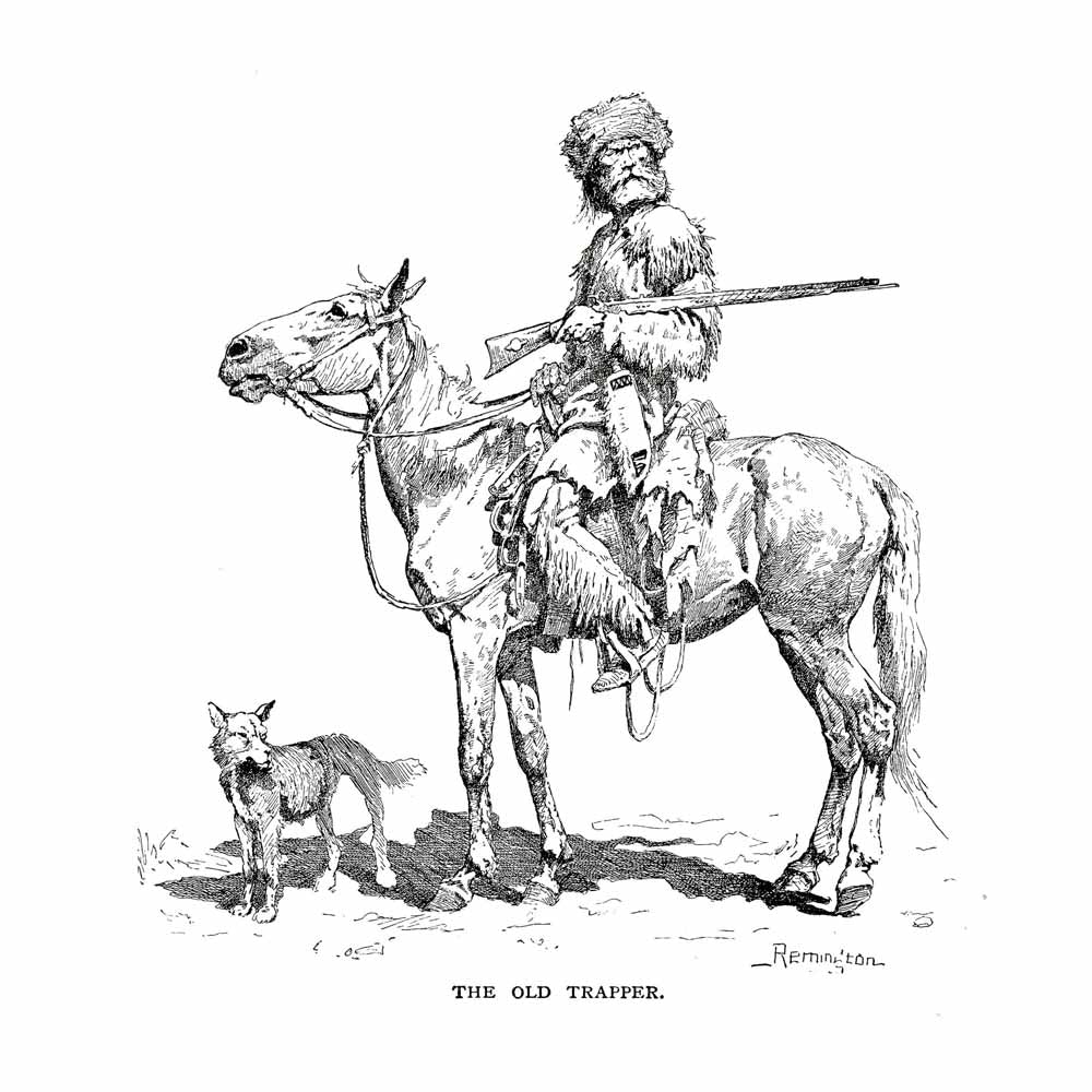 'The Old Trapper' Vintage Black & White Horse