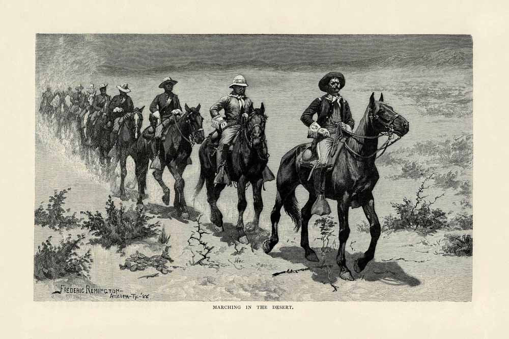 'Marching In The Desert' Vintage Horse