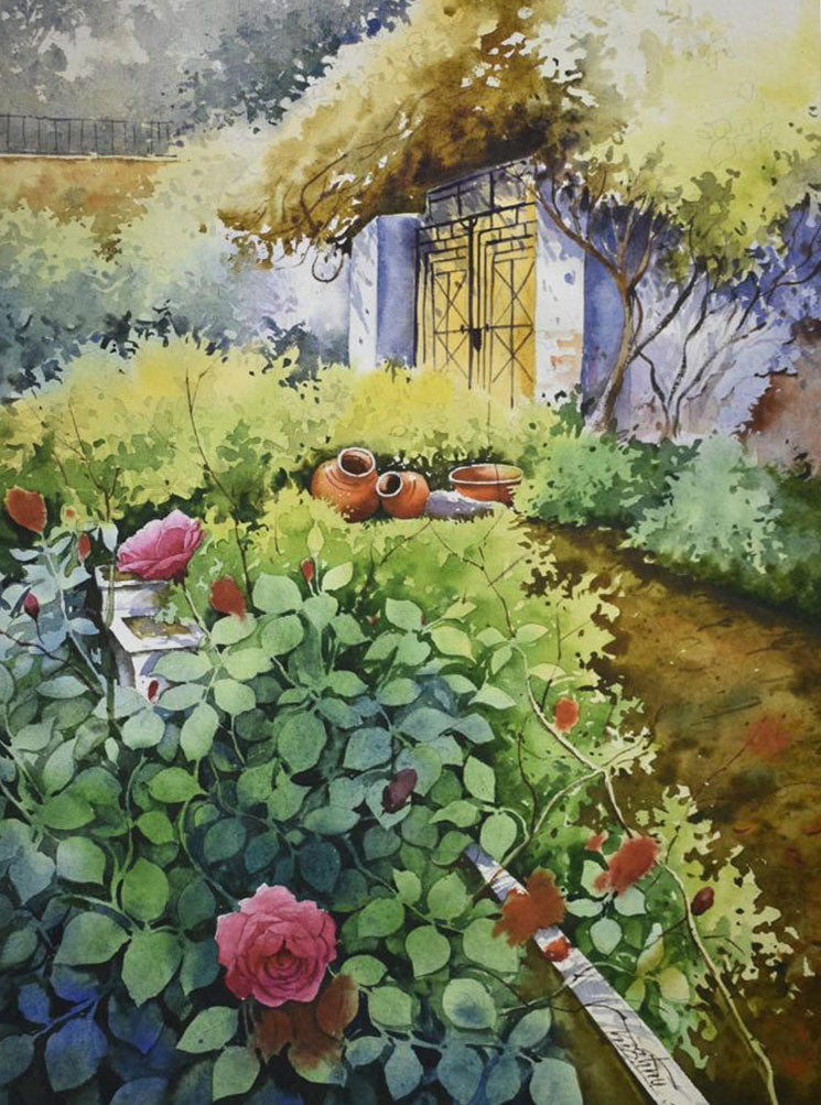 Beautiful Garden - Water Colour Painting