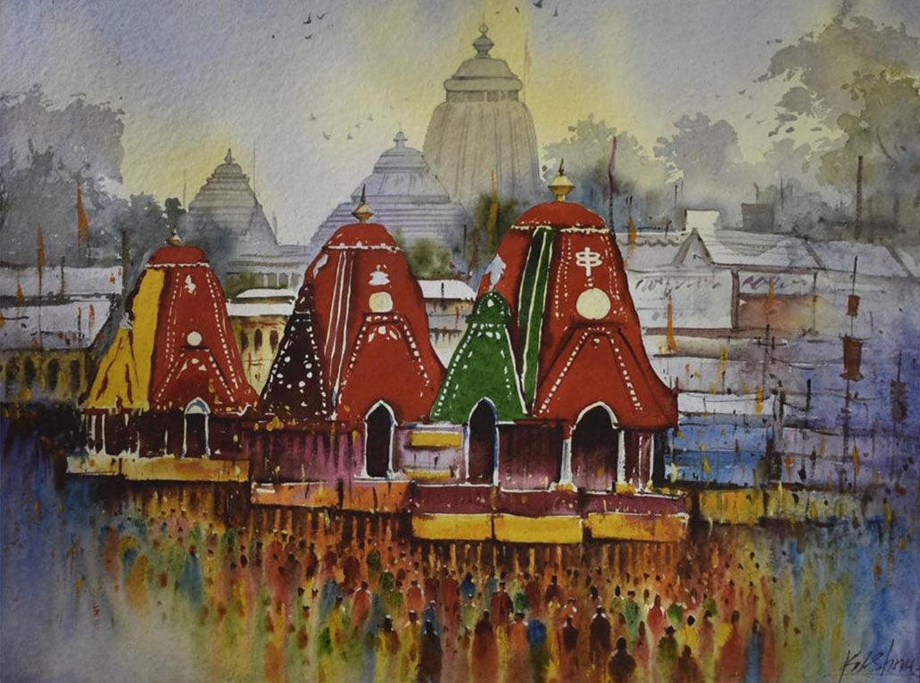 Jagannath Puri Rath Yatra - Water Colour Painting