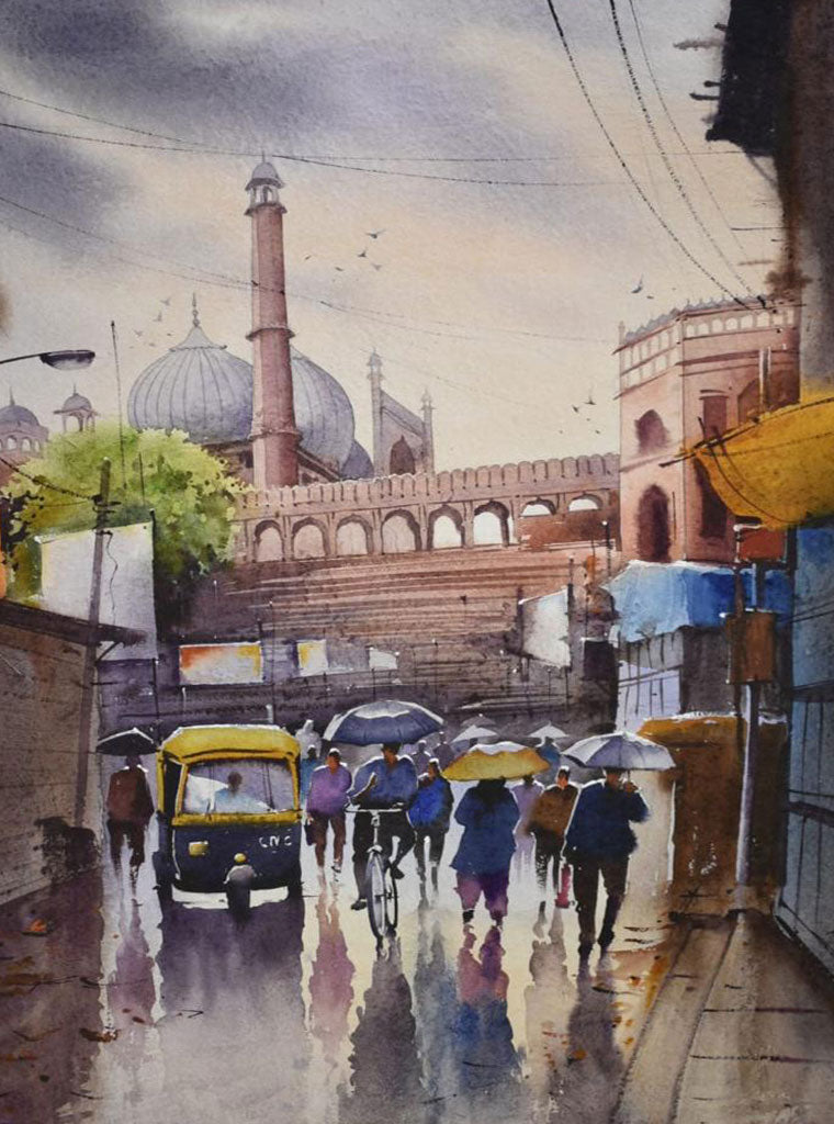 Old Delhi - Water Colour Painting