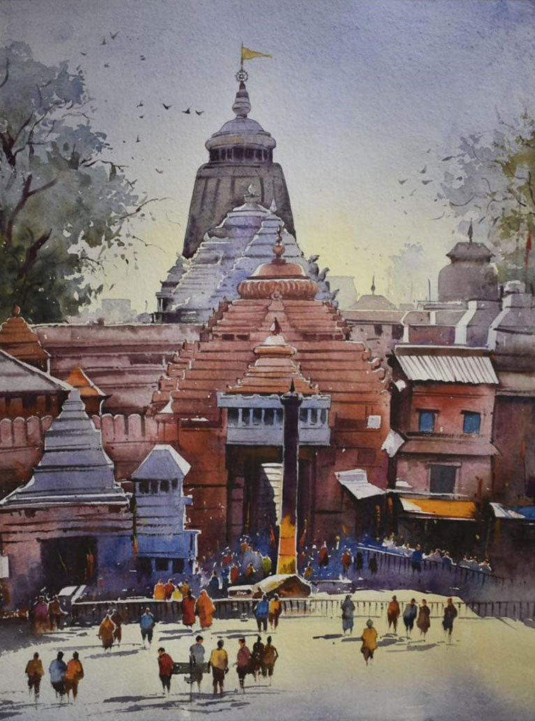 Jagannath Puri Temple - Water Colour Painting