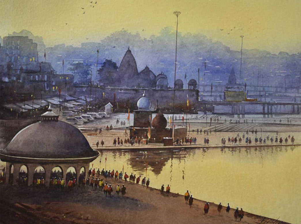 Haridwar Ghat - Water Colour Painting