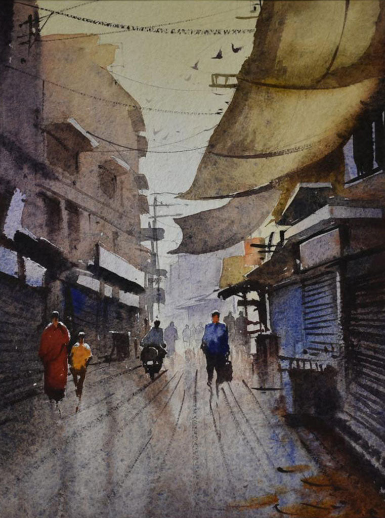 Banaras Street - Water Colour Painting