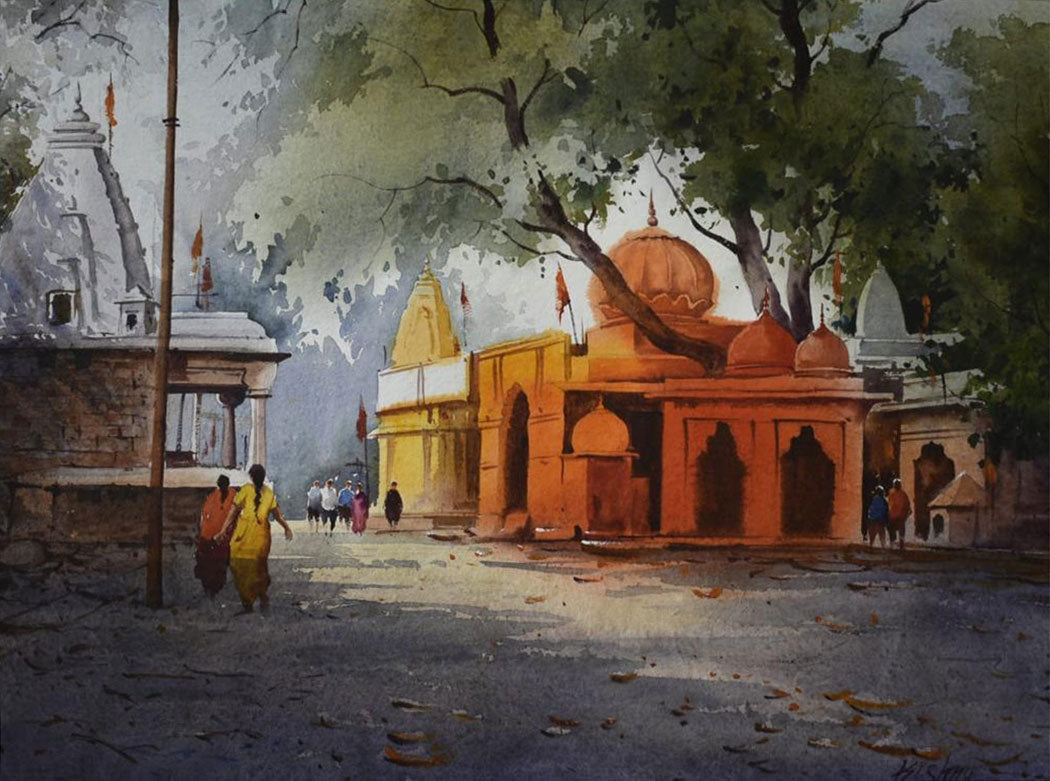 Banaras Ghat -  Water Colour Painting