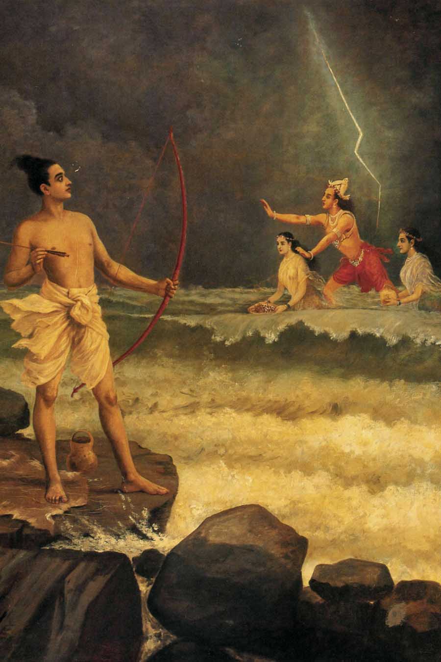 Rama is placated by the fearful sea god